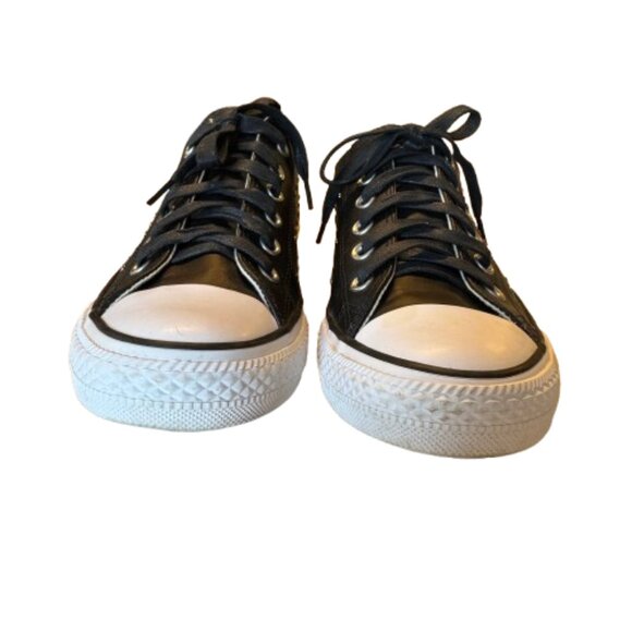 Converse All Star Womens Size 9 Black Leather with Silver Metal Studs - Picture 3 of 13
